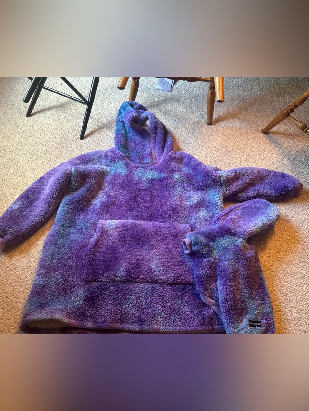 Plush Purple Tie-Dye Pet dog and human matching Hoodie - Cozy Dog Sweatshirt